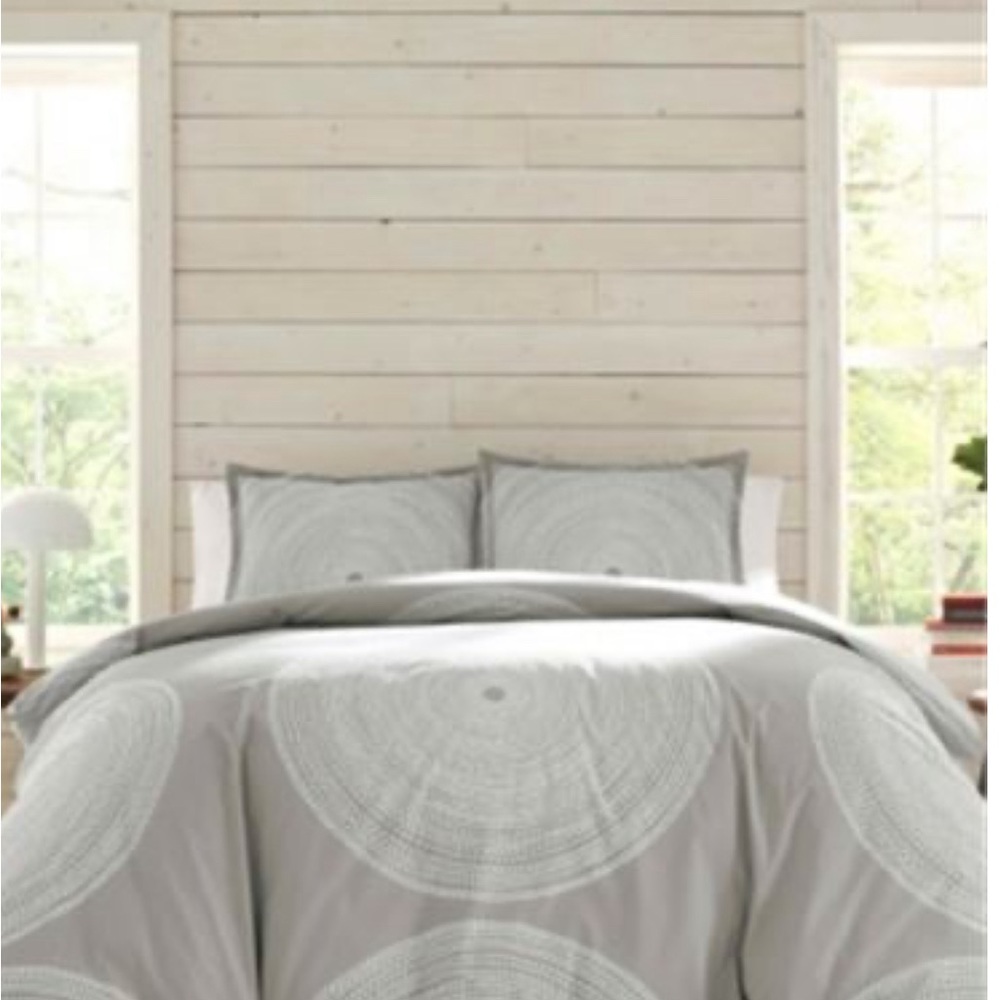 NWT Marimekko Fokus Queen Grey Cotton Duvet Cover w/ shams orig $179 NO OFFERS